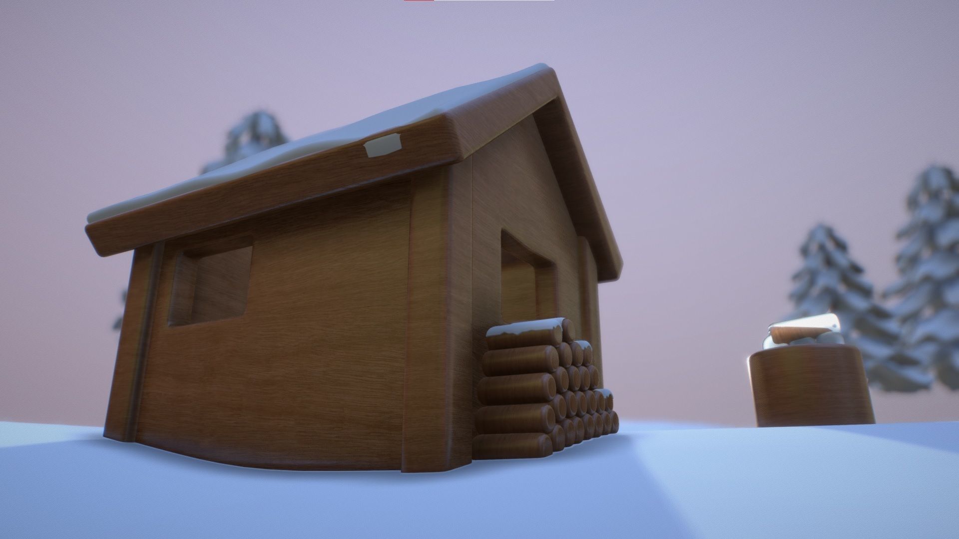 Low Poly snowy winter wonderland map Low-poly 3D model_5