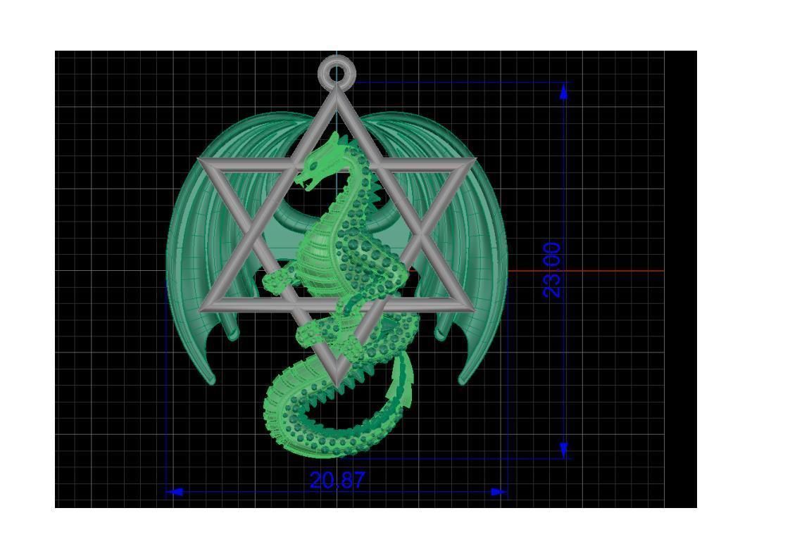 Dragon pendant 3D print model or CNC model 3D print model_10