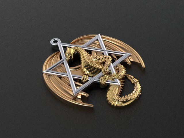 Dragon pendant 3D print model or CNC model 3D print model_6