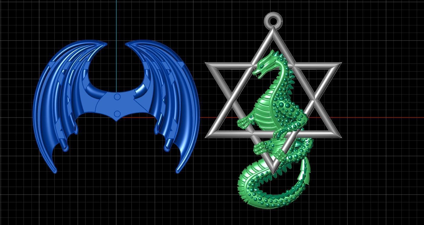Dragon pendant 3D print model or CNC model 3D print model_9