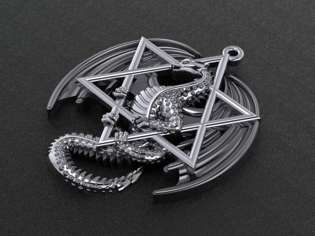 Dragon pendant 3D print model or CNC model 3D print model_5