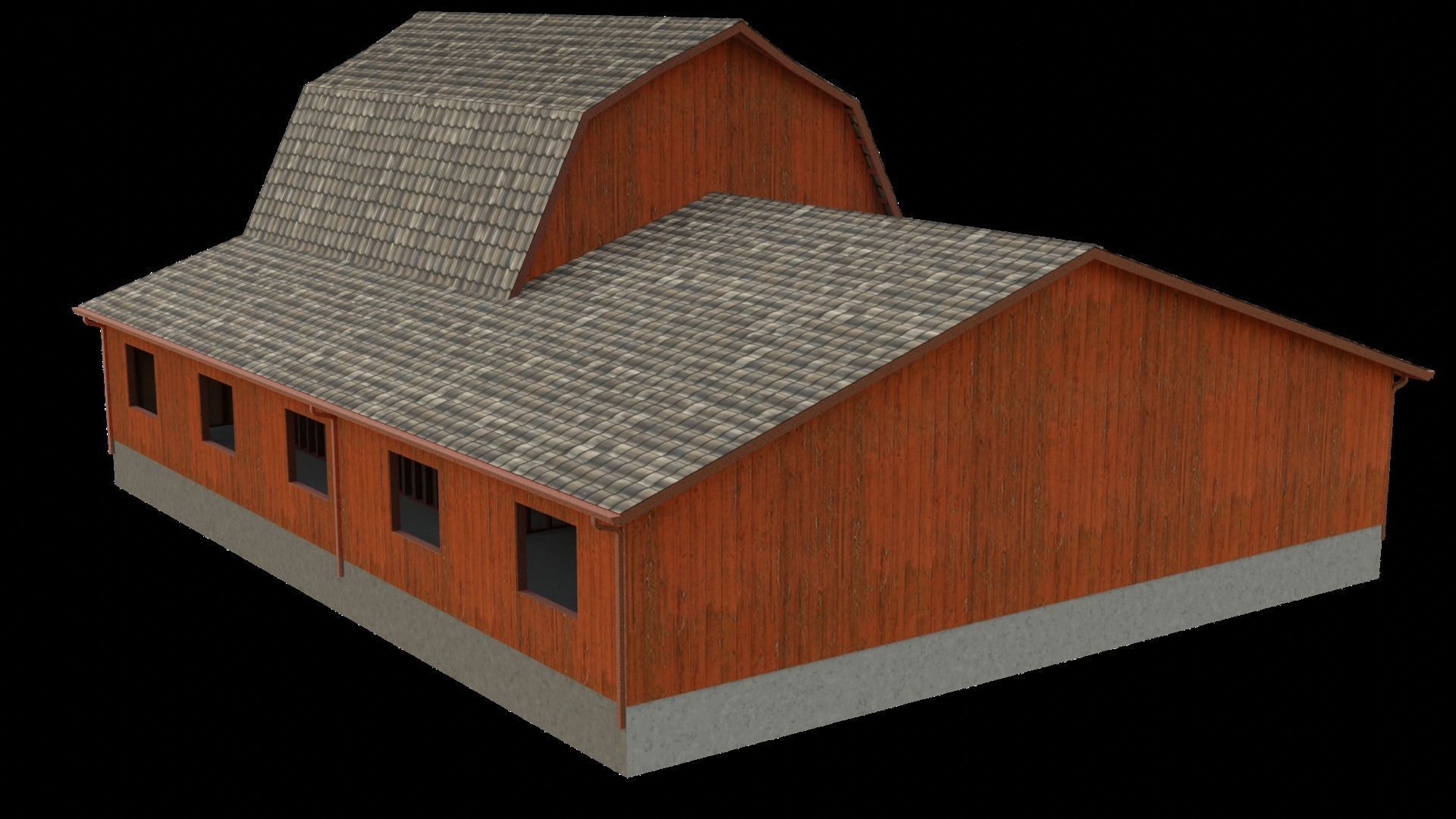 Barn Cottage Low-poly 3D model_2