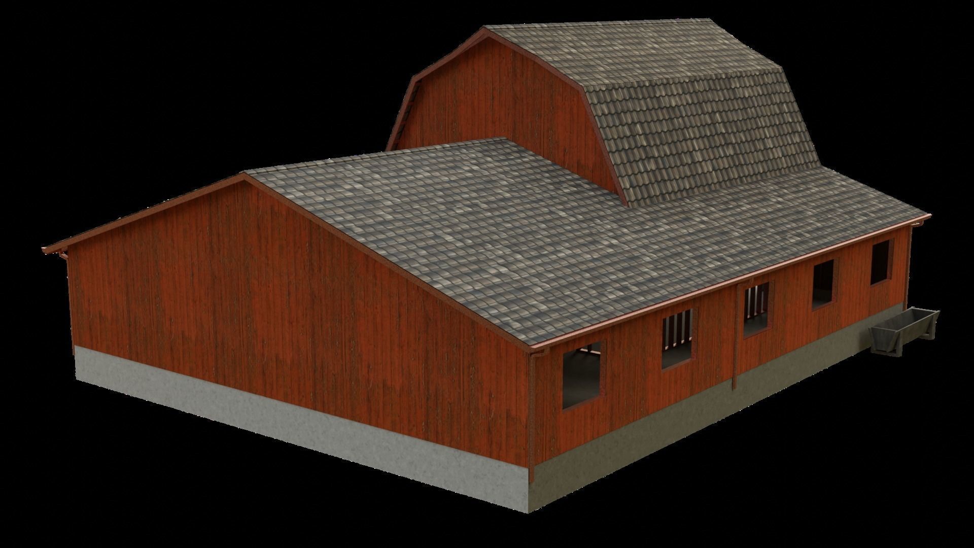 Barn Cottage Low-poly 3D model_3