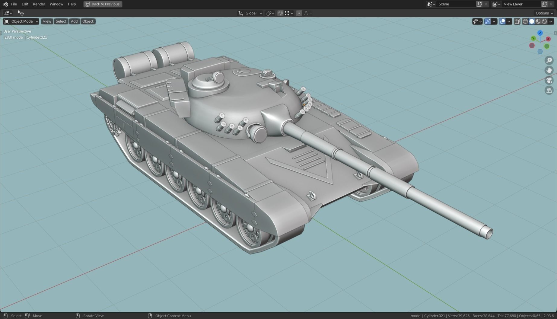 T72 MBT TANK BASE MESH  Low-poly 3D model_5