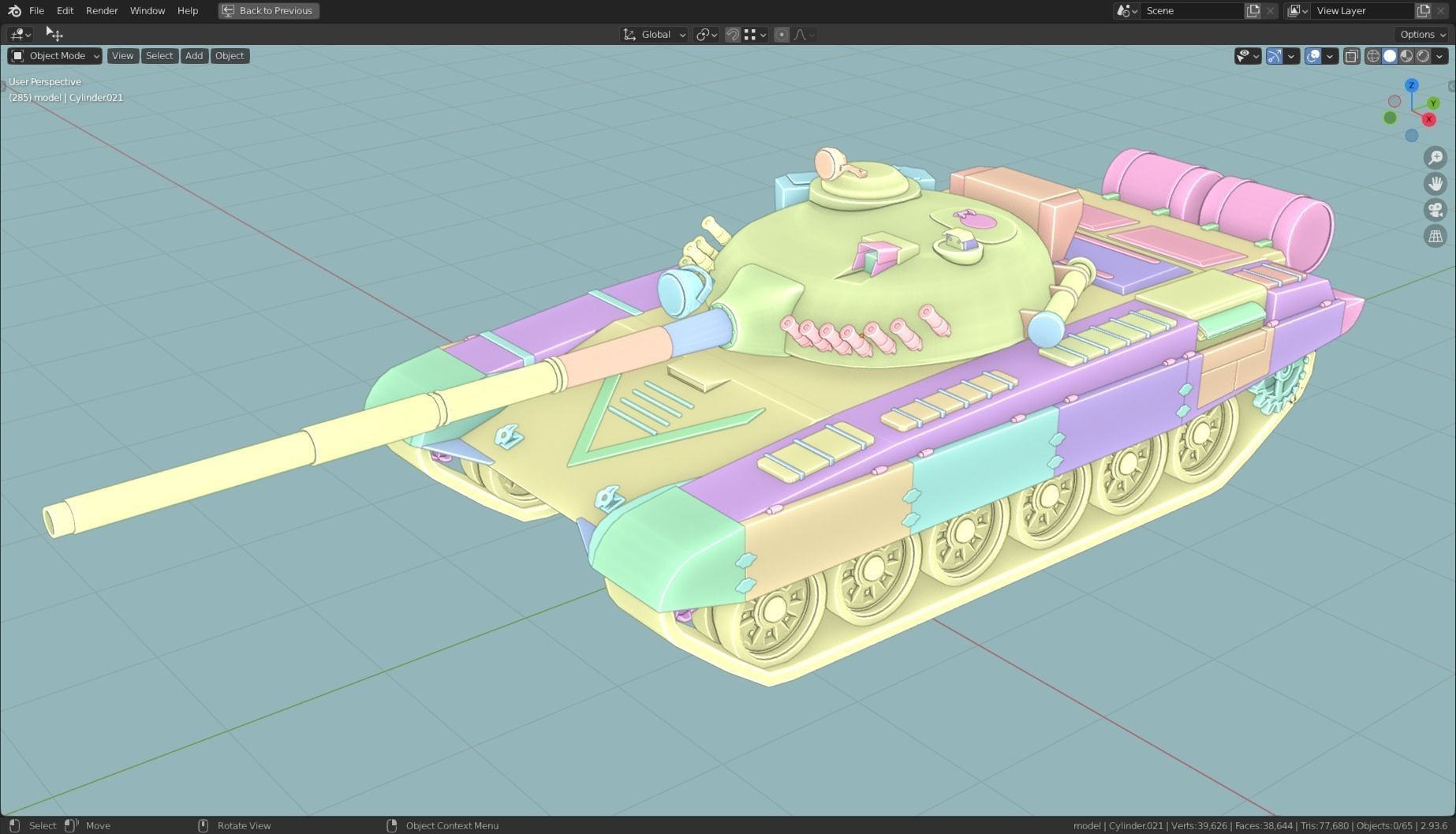 T72 MBT TANK BASE MESH  Low-poly 3D model_16