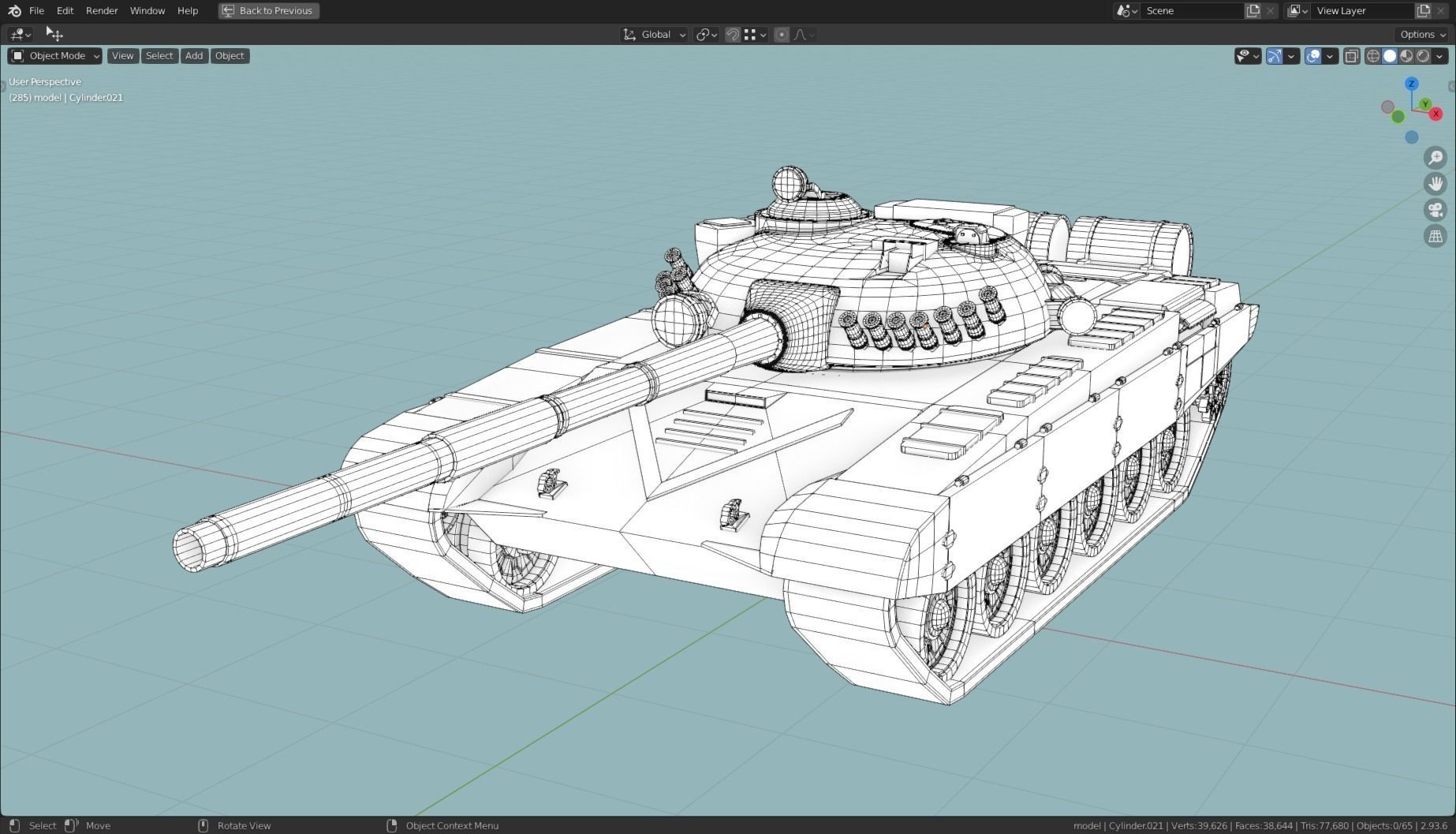 T72 MBT TANK BASE MESH  Low-poly 3D model_13