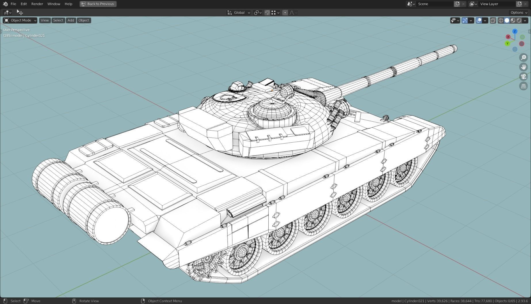 T72 MBT TANK BASE MESH  Low-poly 3D model_11