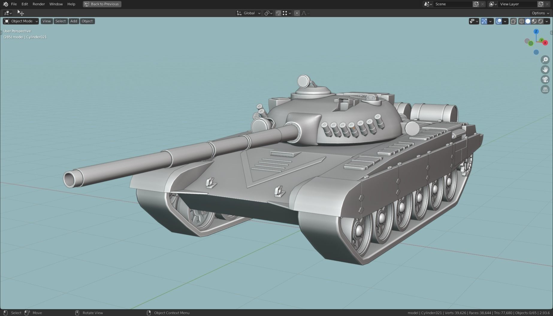 T72 MBT TANK BASE MESH  Low-poly 3D model_2