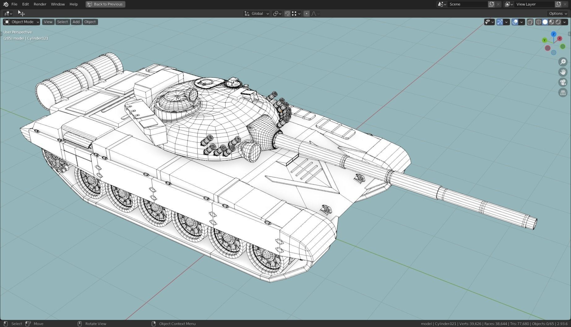 T72 MBT TANK BASE MESH  Low-poly 3D model_12