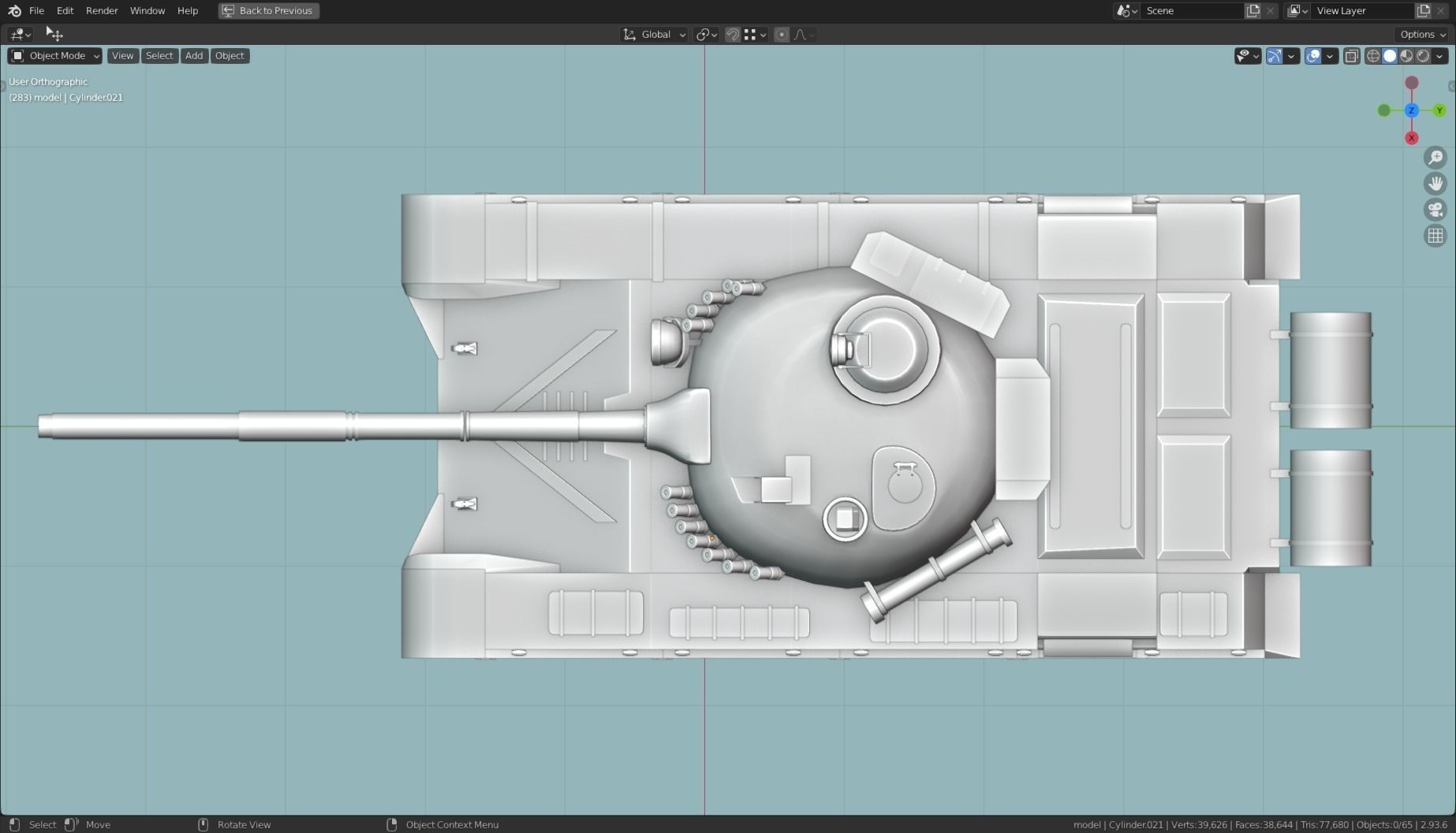 T72 MBT TANK BASE MESH  Low-poly 3D model_10