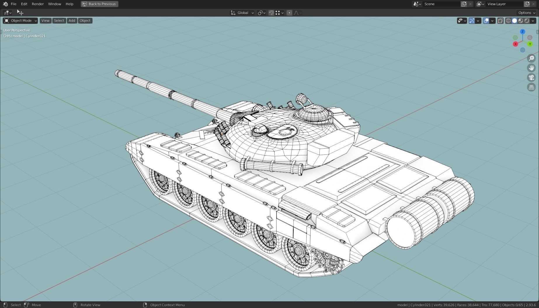 T72 MBT TANK BASE MESH  Low-poly 3D model_14