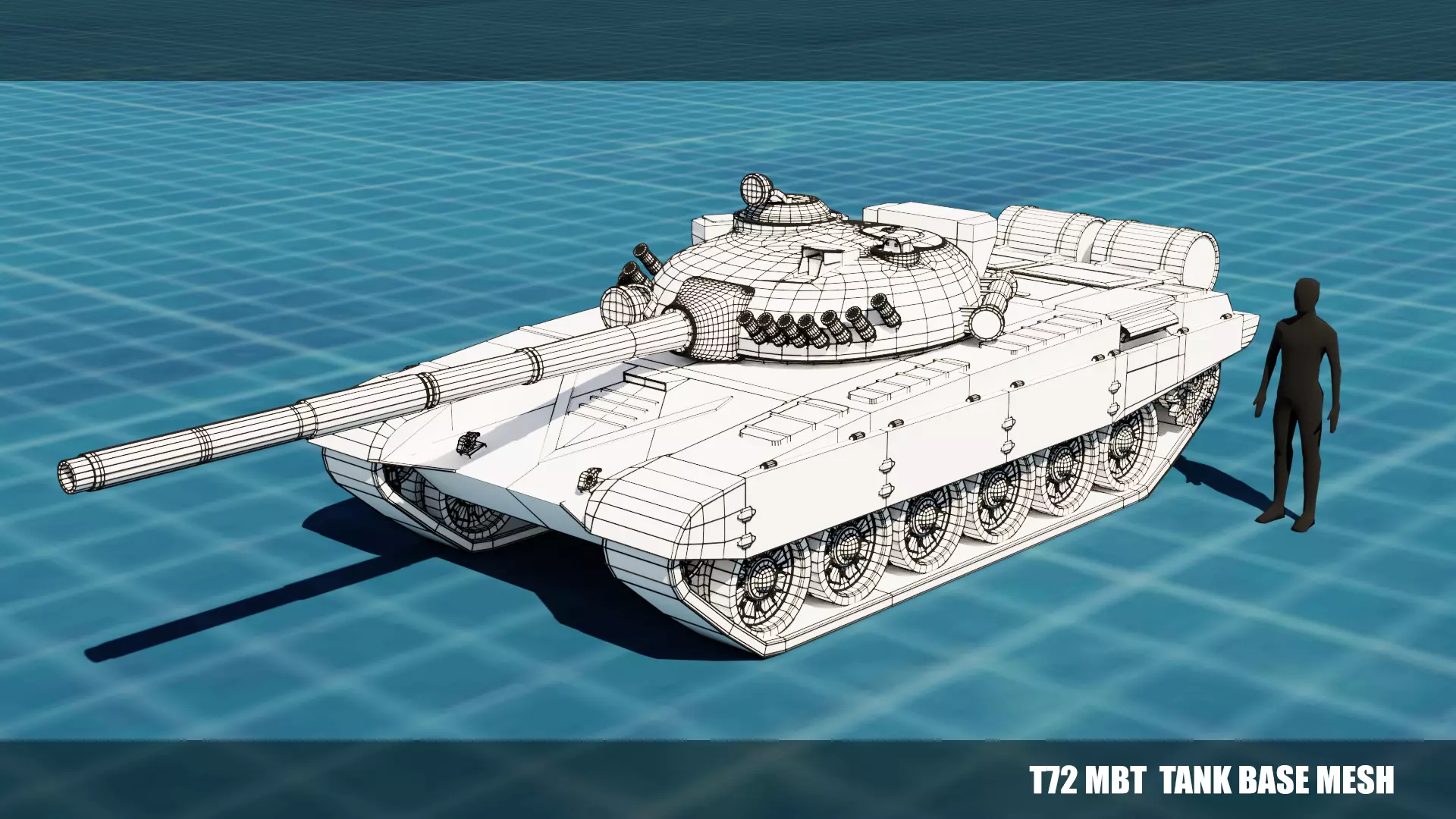 T72 MBT TANK BASE MESH  Low-poly 3D model_0