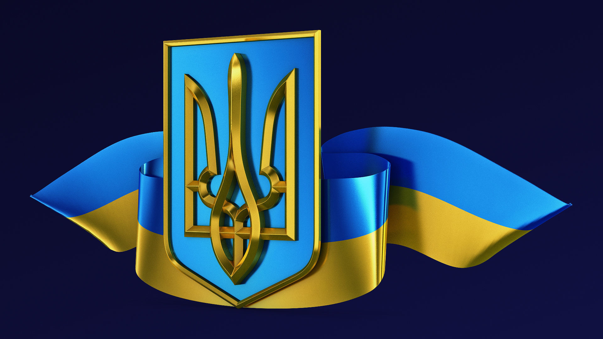 Ukraine State Emblem Flag M 1 3D model_2