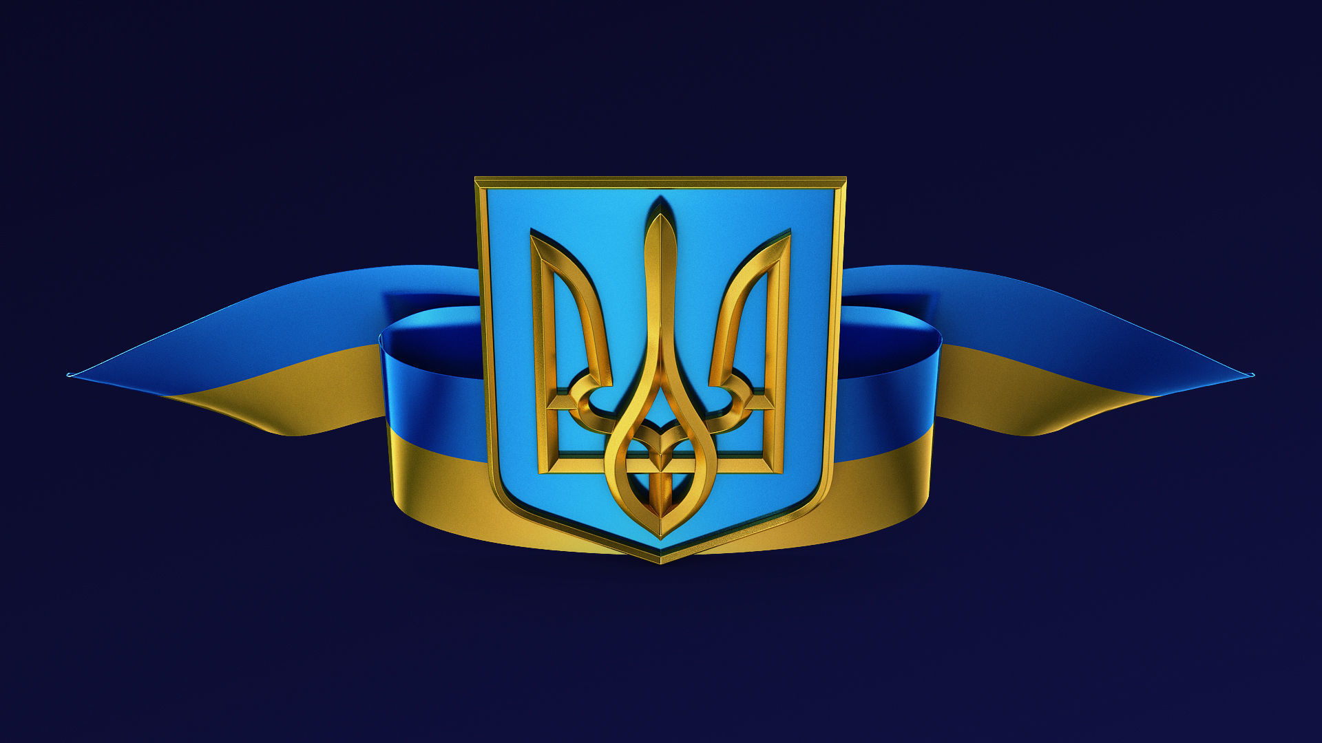Ukraine State Emblem Flag M 1 3D model_3