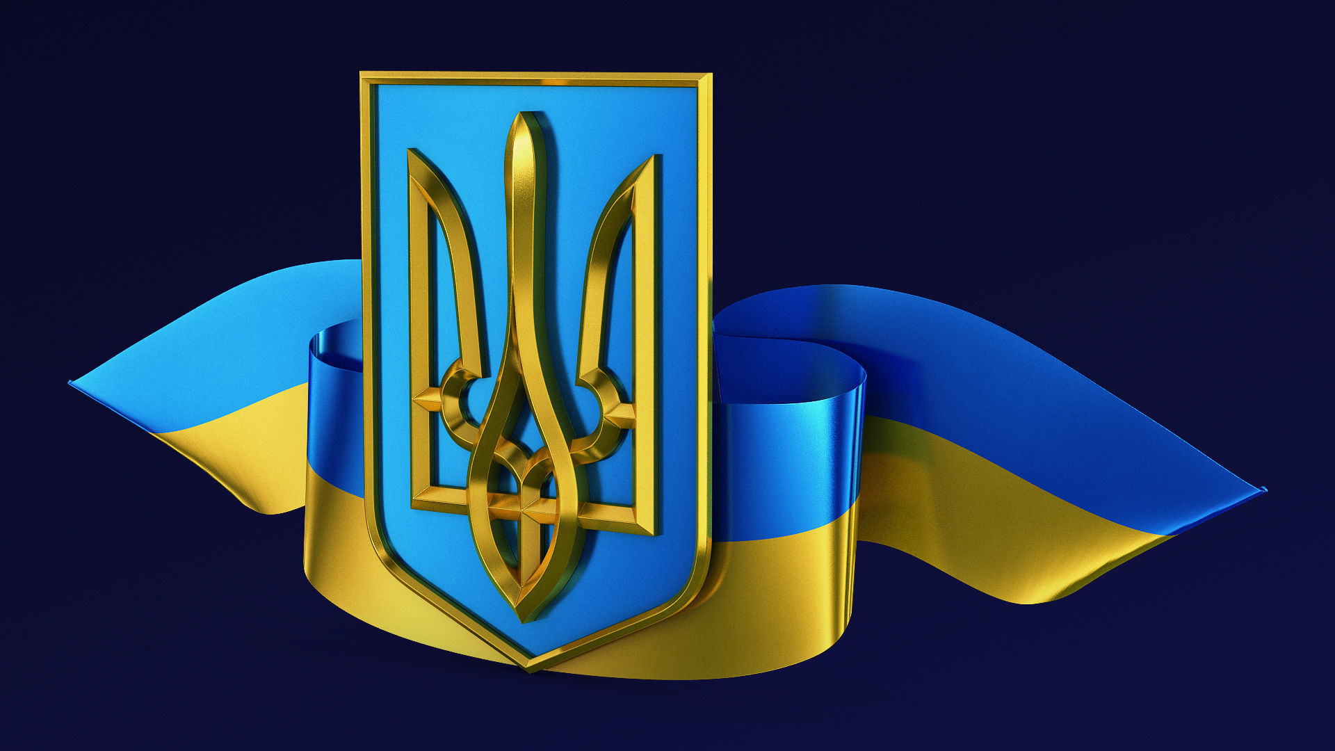 Ukraine State Emblem Flag M 1 3D model_4
