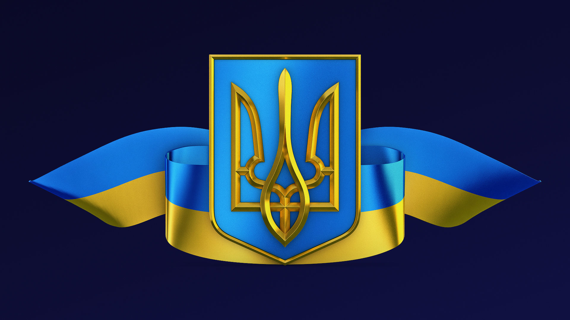 Ukraine State Emblem Flag M 1 3D model_1