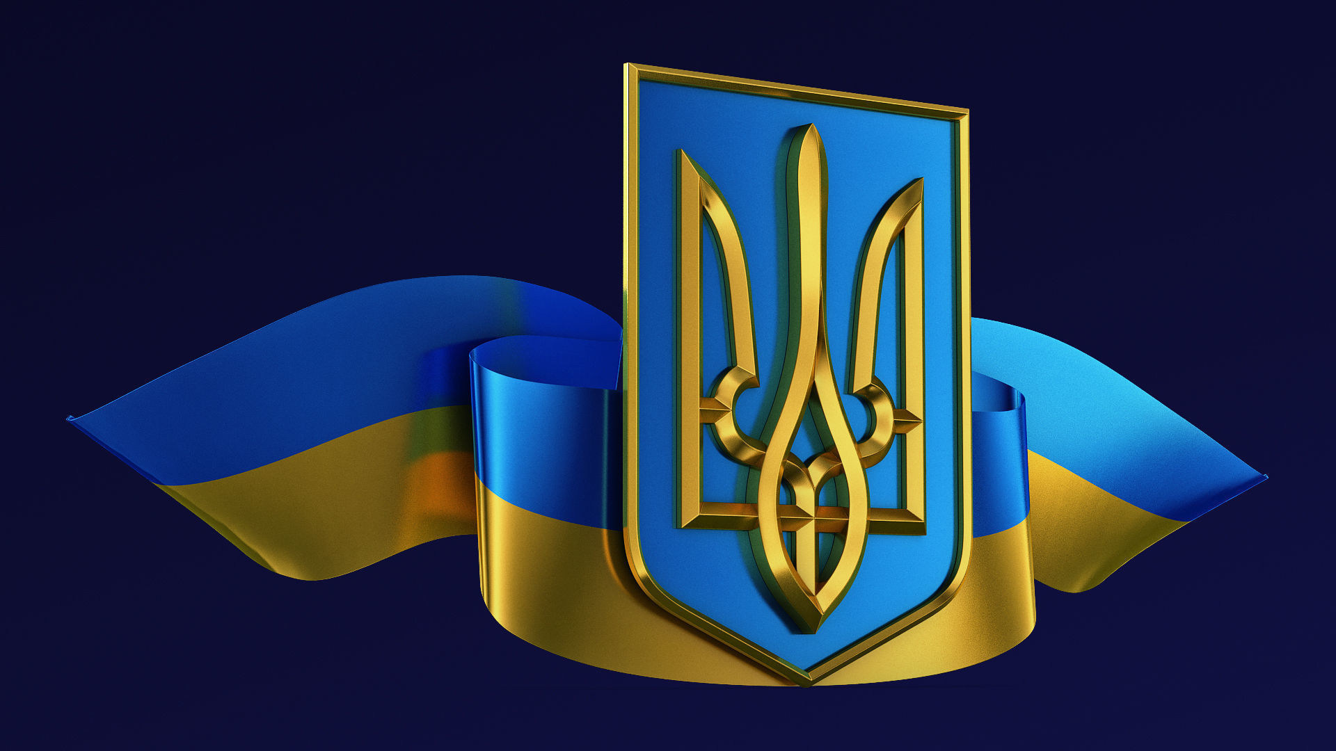 Ukraine State Emblem Flag M 1 3D model_5