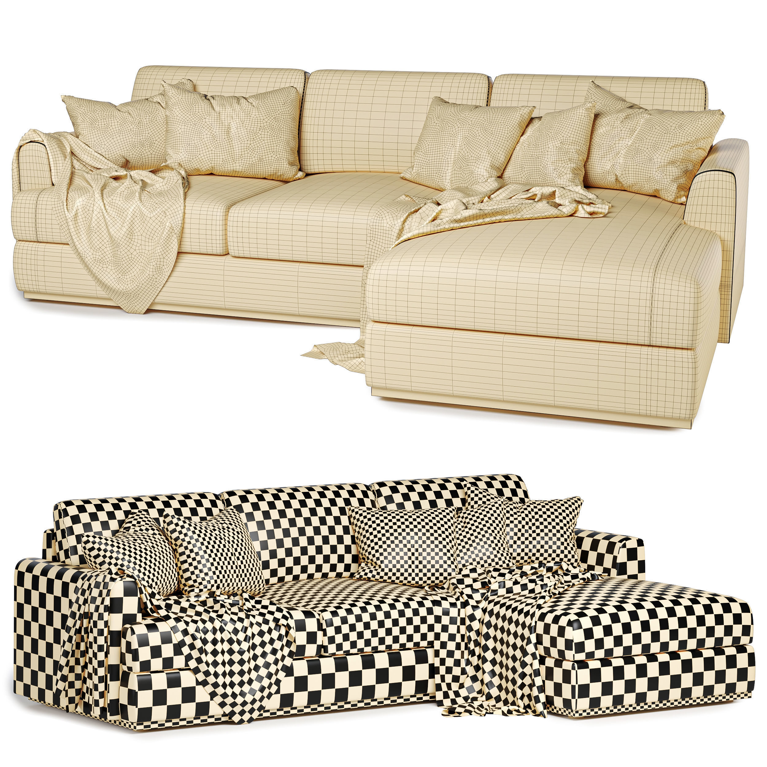 NIXON Fabric Modular Sofa with chaise 3D model_2