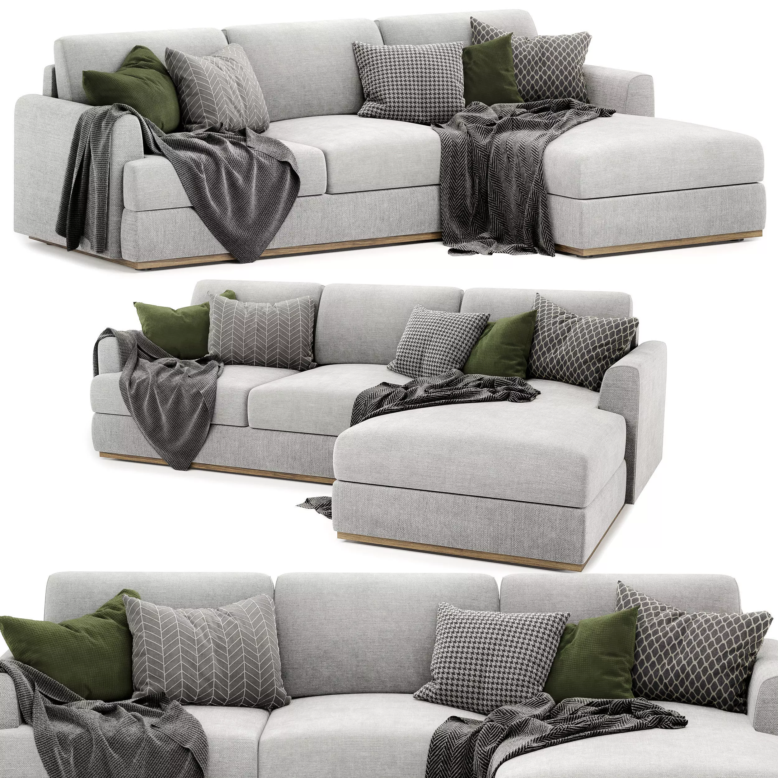 NIXON Fabric Modular Sofa with chaise 3D model_0