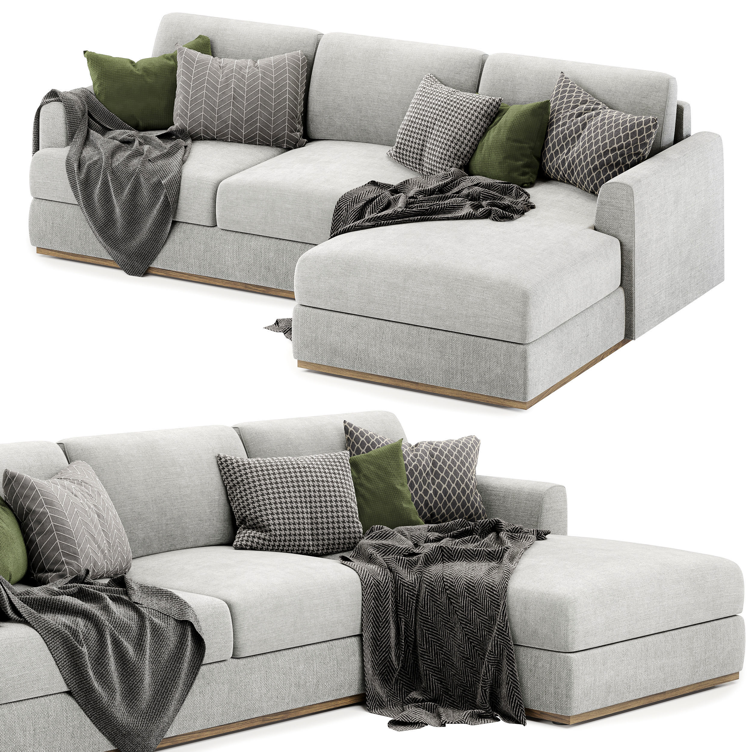 NIXON Fabric Modular Sofa with chaise 3D model_1
