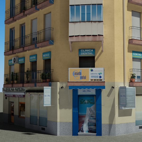 Building with balconies and windows Low-poly 3D model_3