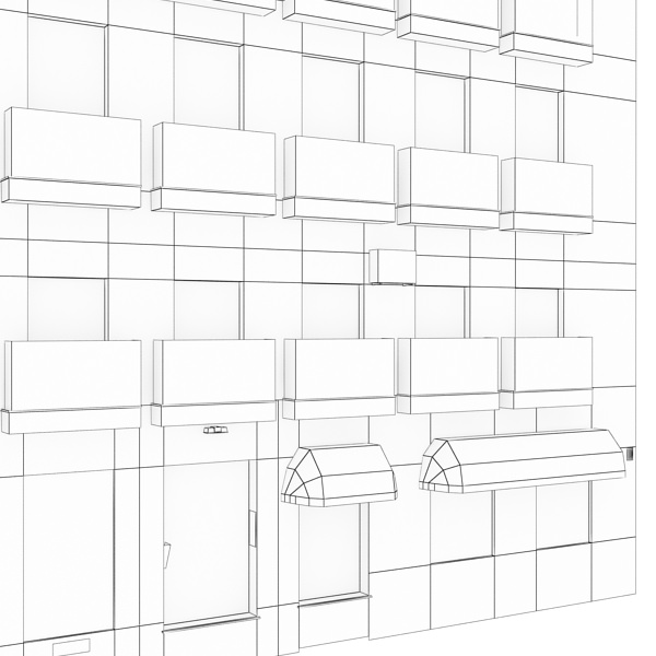 Building with balconies and windows Low-poly 3D model_15