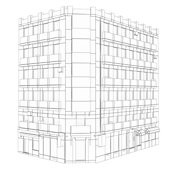 Building with balconies and windows Low-poly 3D model_13