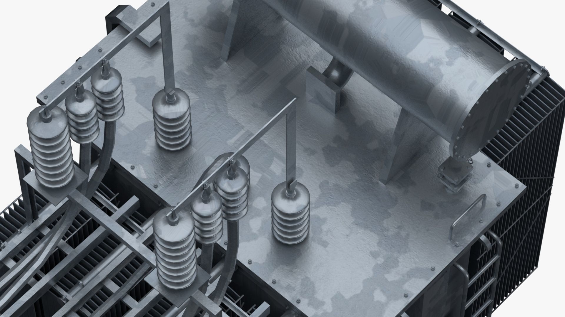 High Voltage Power Distribution Transformer Low-poly 3D model_1
