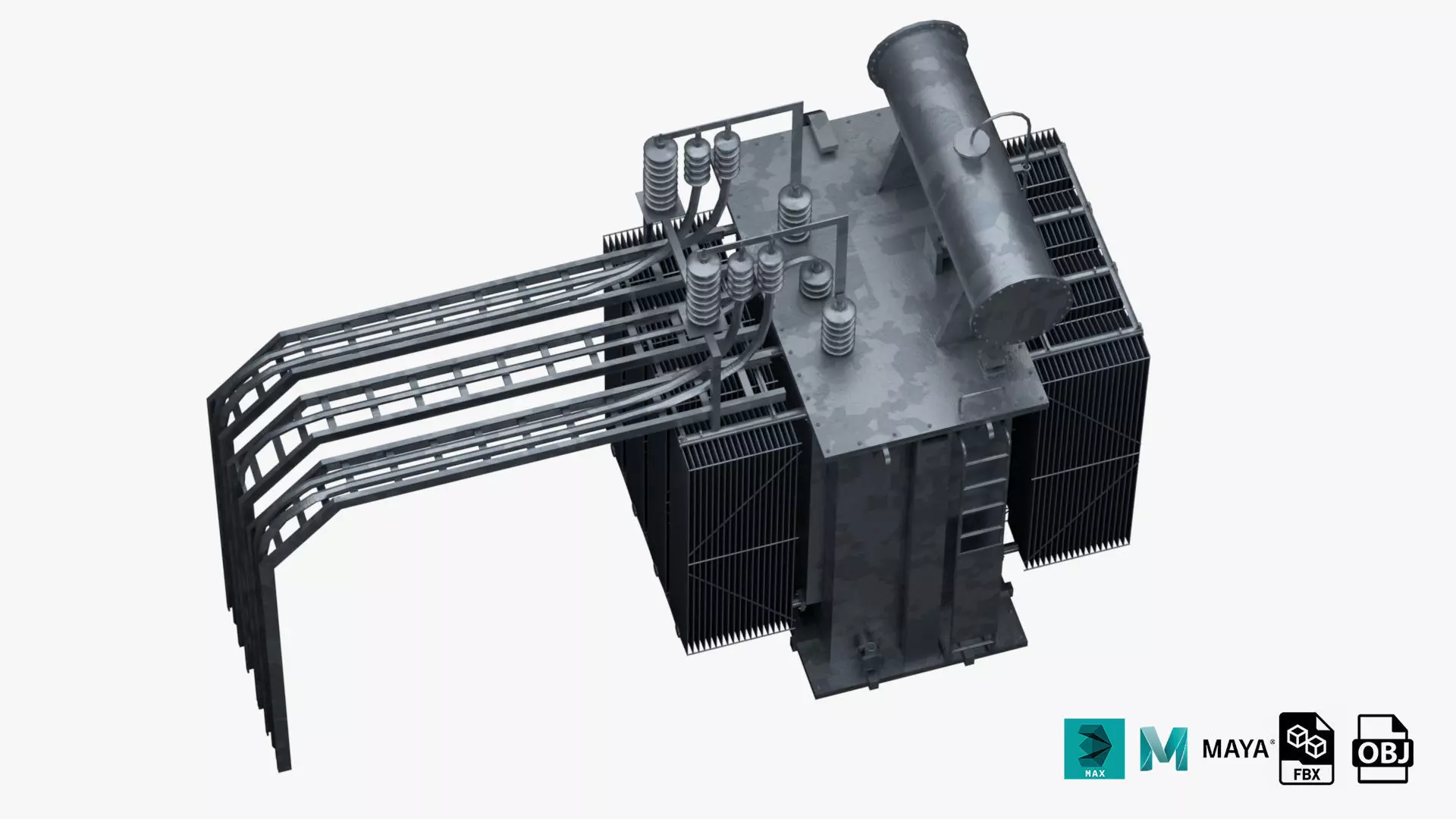 High Voltage Power Distribution Transformer Low-poly 3D model_0