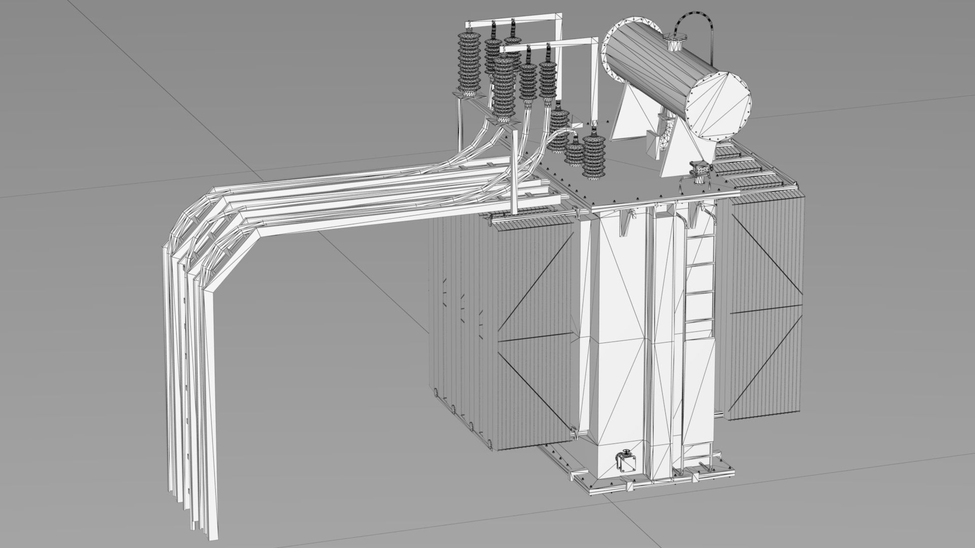 High Voltage Power Distribution Transformer Low-poly 3D model_6