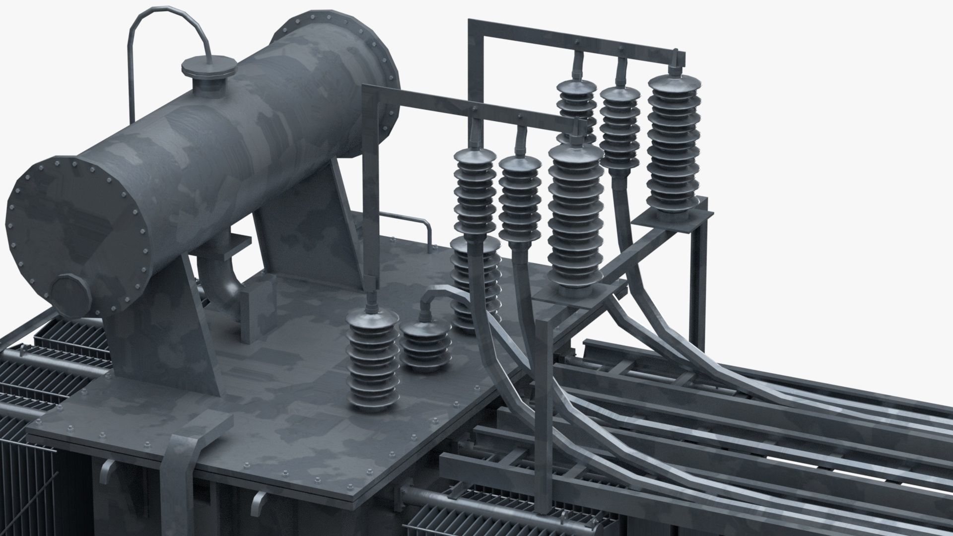 High Voltage Power Distribution Transformer Low-poly 3D model_3