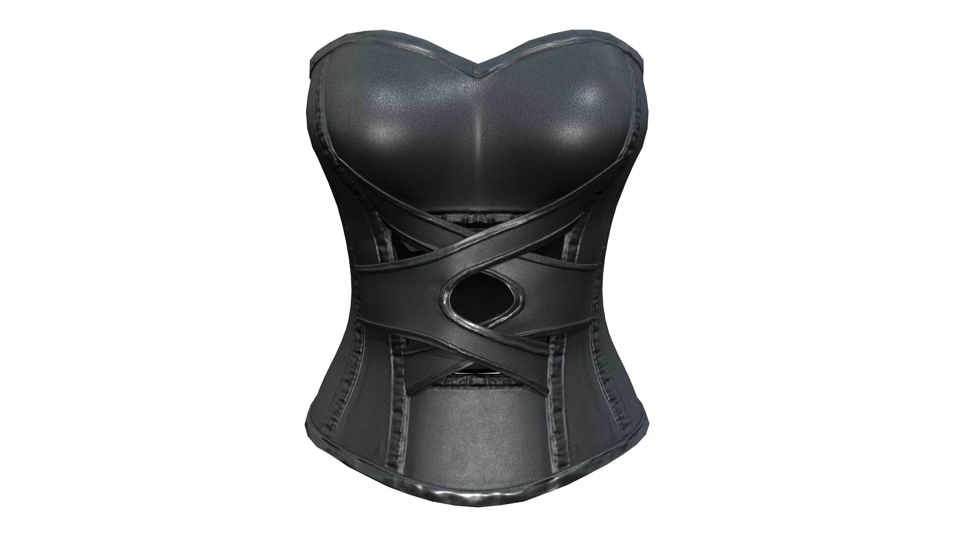 Black Faux Leather Overbust Corset Low-poly 3D model