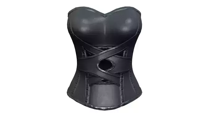 Black Faux Leather Overbust Corset