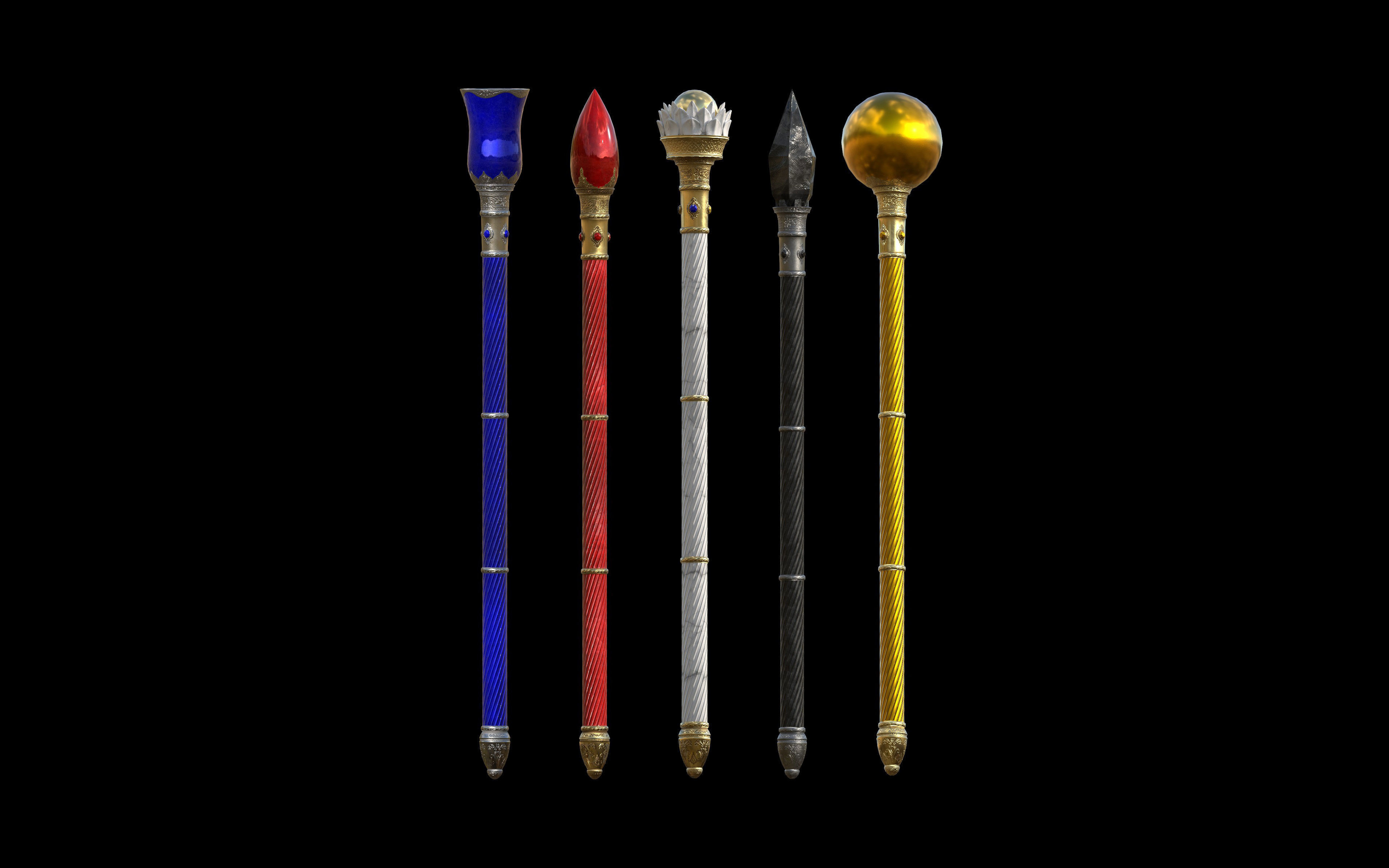 Elemental Scepter Pack Low-poly 3D model_1