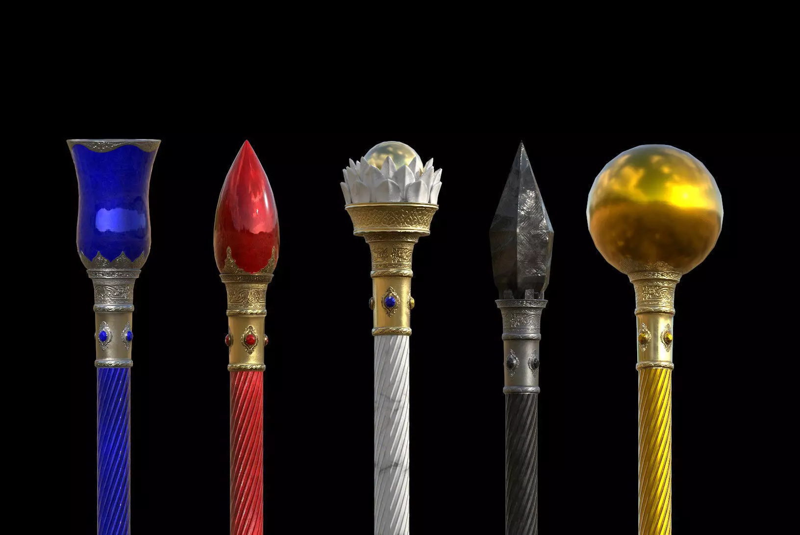 Elemental Scepter Pack Low-poly 3D model_0