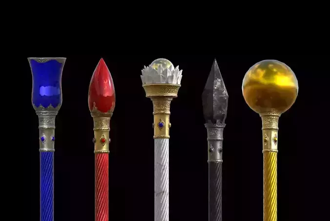 Elemental Scepter Pack Low-poly 3D model