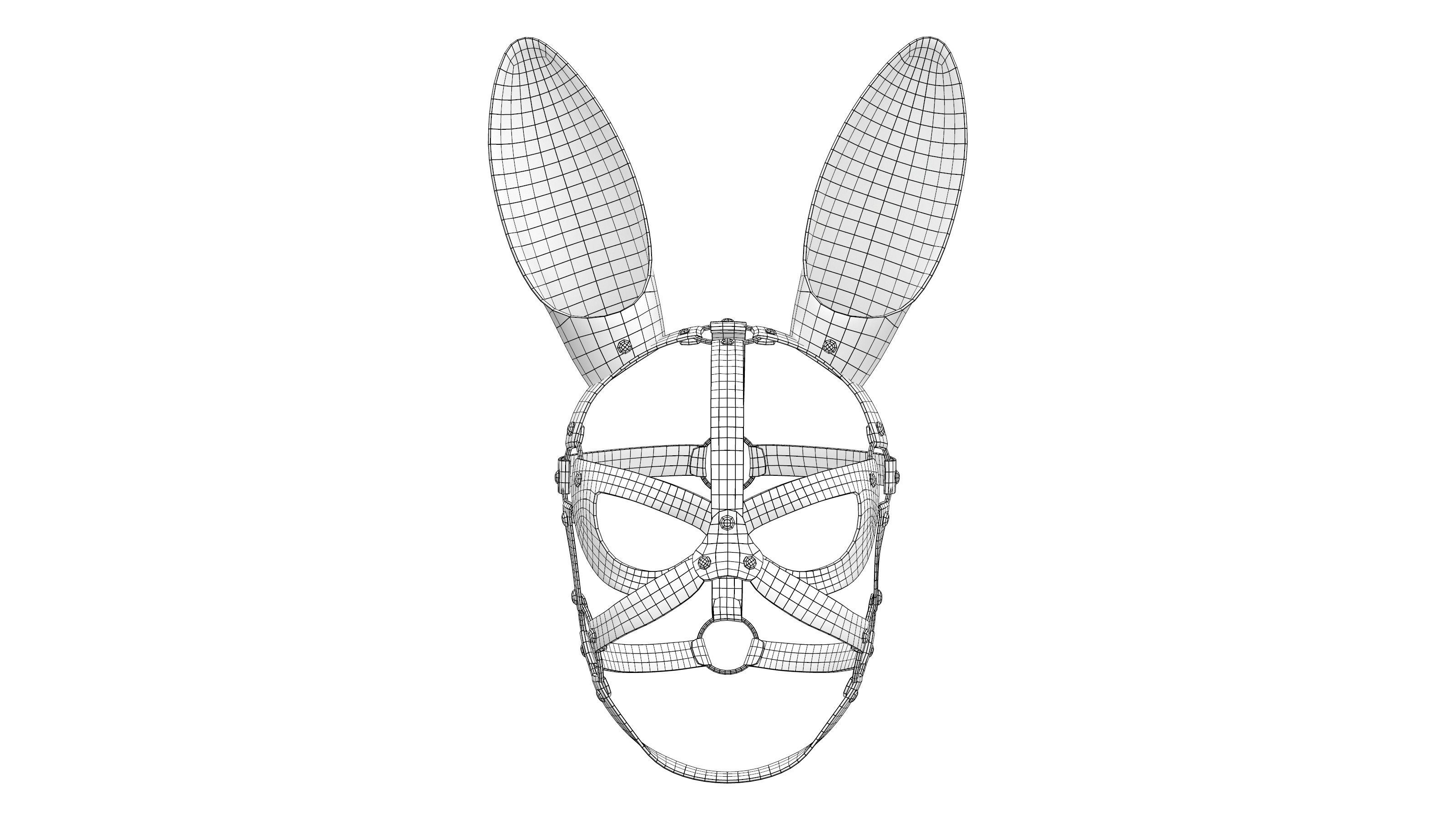 Bunny Rabbit Ears Straps Face Mask Head Accessory Low-poly 3D model_7