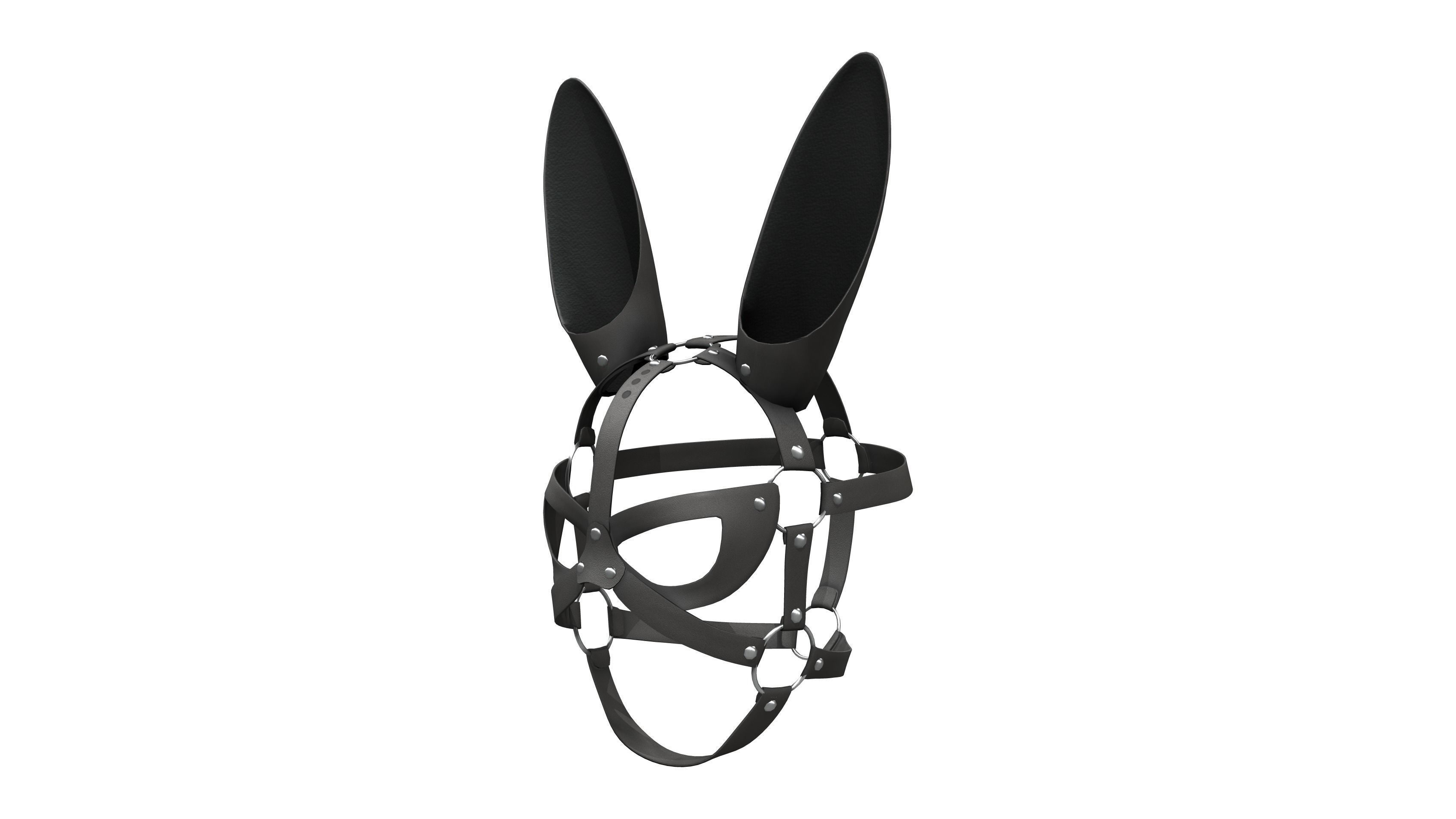 Bunny Rabbit Ears Straps Face Mask Head Accessory Low-poly 3D model_3