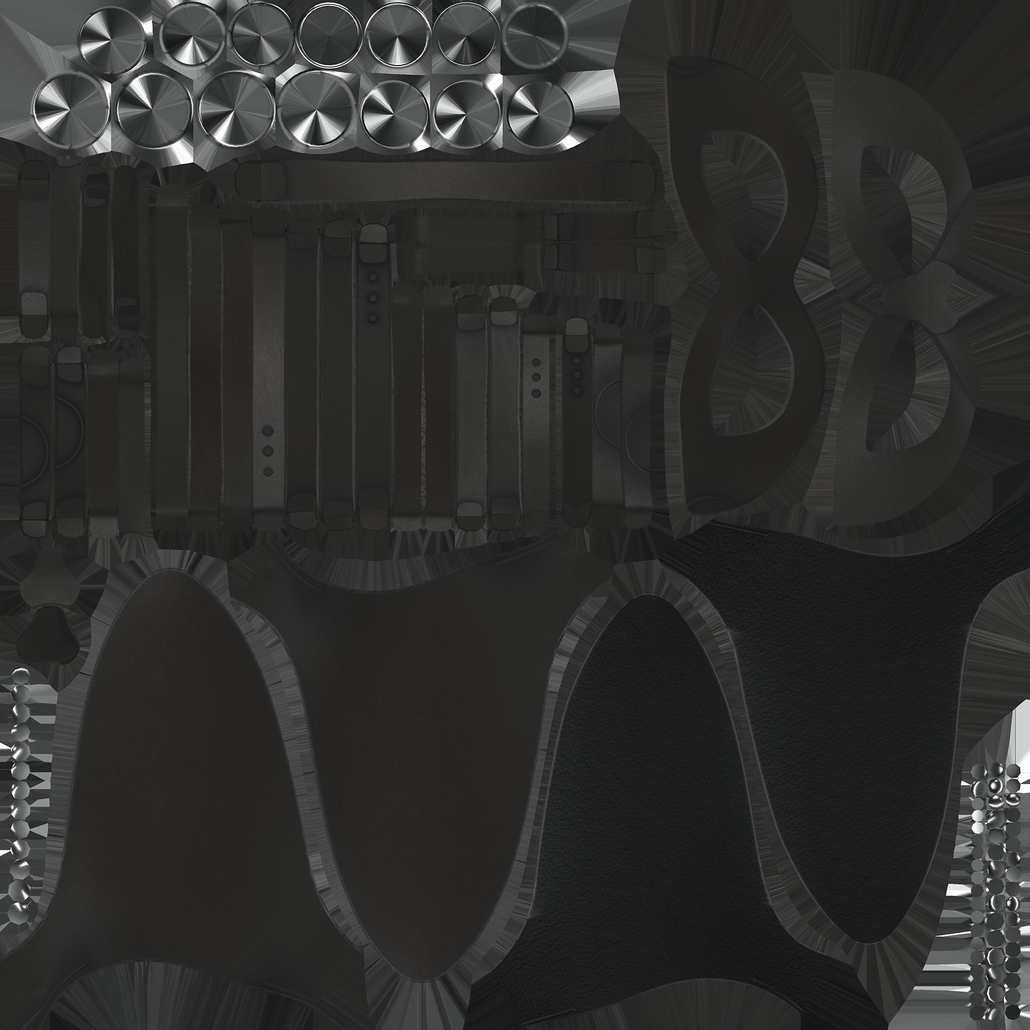 Bunny Rabbit Ears Straps Face Mask Head Accessory Low-poly 3D model_10