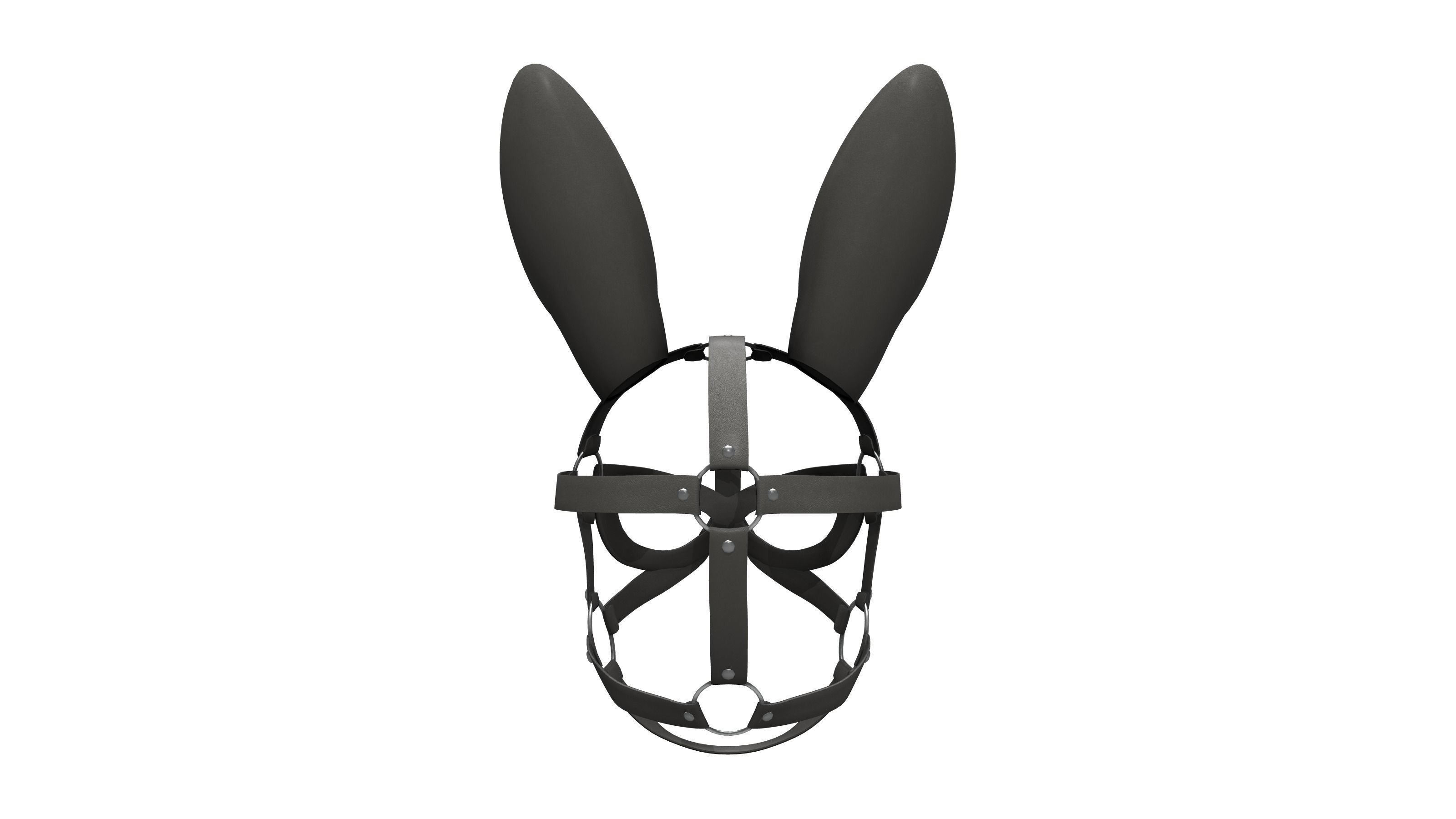 Bunny Rabbit Ears Straps Face Mask Head Accessory Low-poly 3D model_5