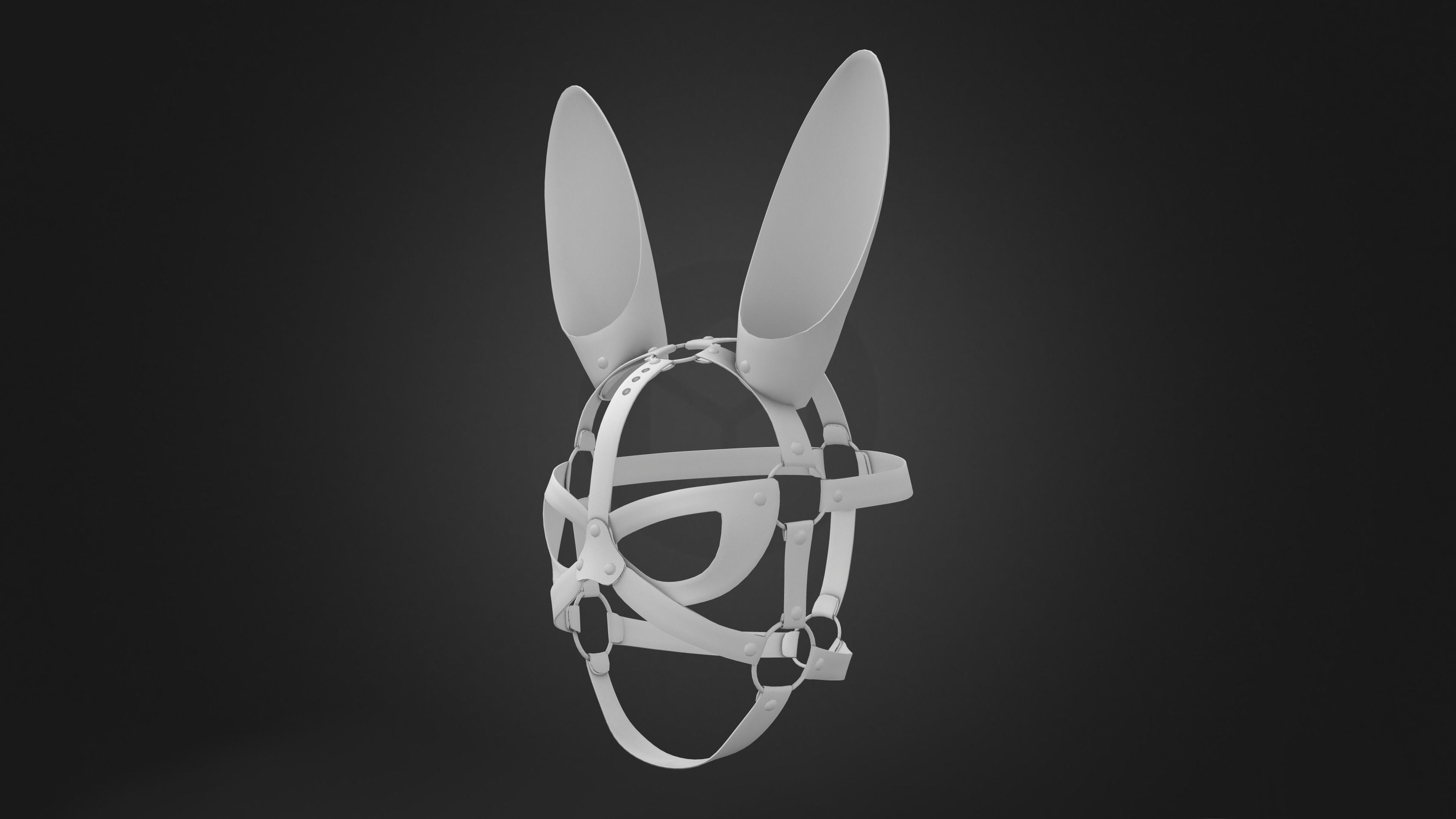 Bunny Rabbit Ears Straps Face Mask Head Accessory Low-poly 3D model_9