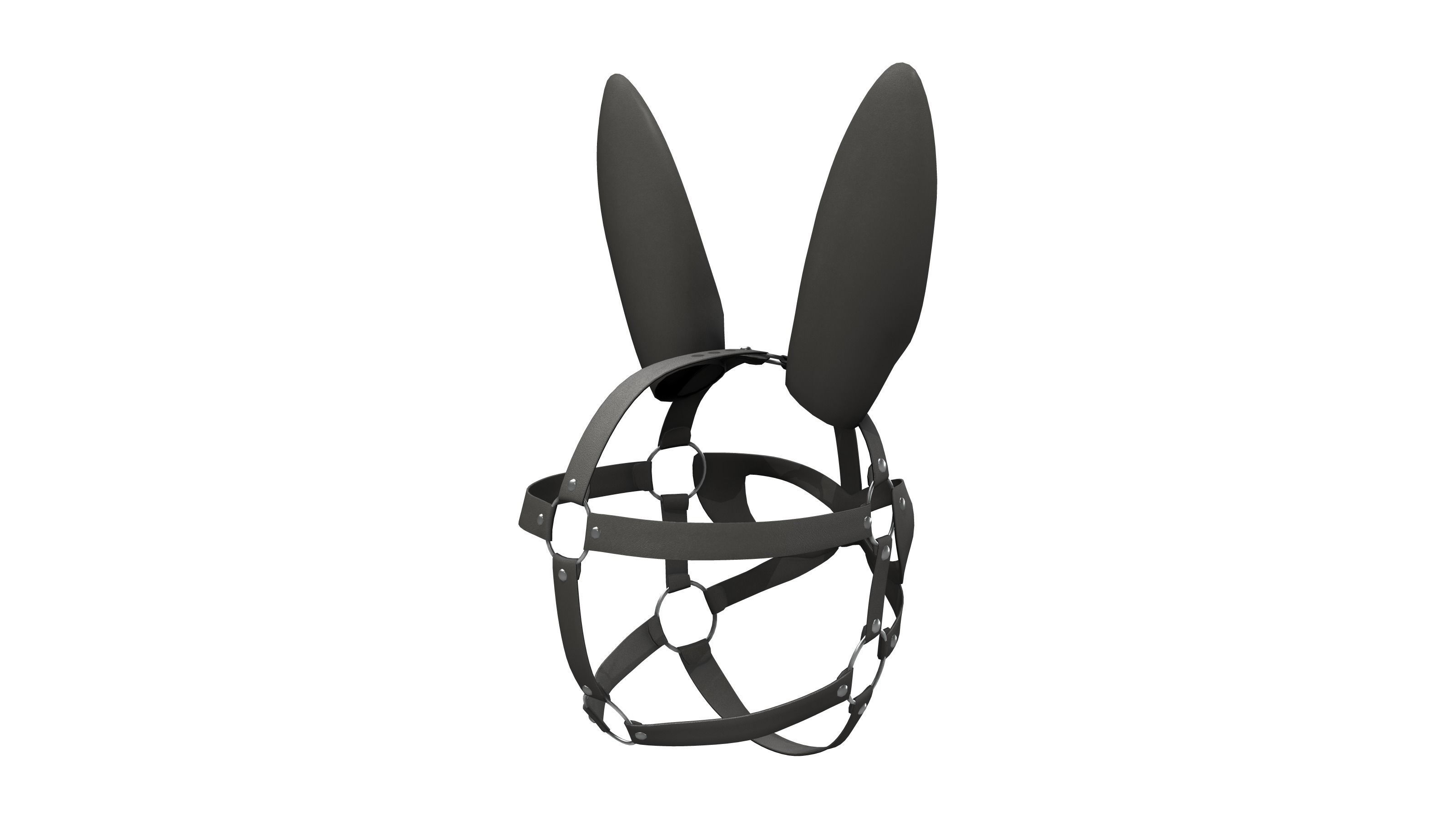 Bunny Rabbit Ears Straps Face Mask Head Accessory Low-poly 3D model_6