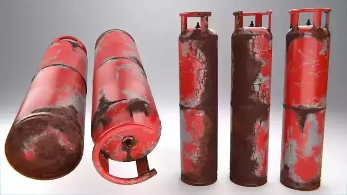 Side-Rusted Long Gas Cylinder