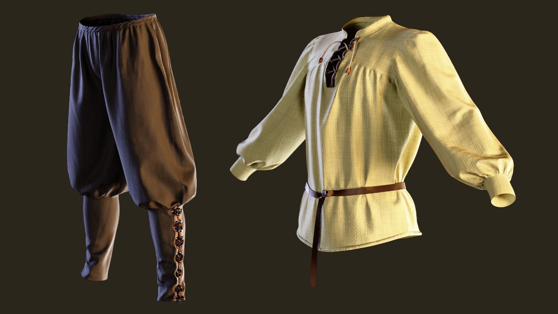Medieval Outfit   low poly   PBR Textures   MD Clo3d zprj Low-poly 3D model_5