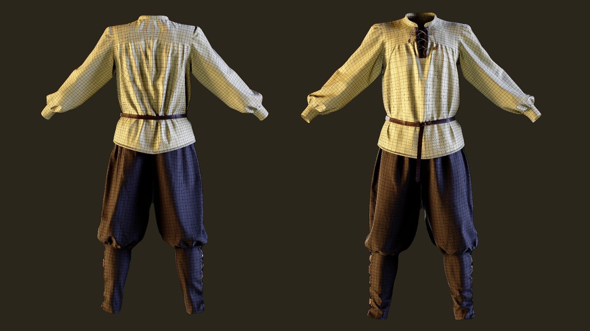 Medieval Outfit   low poly   PBR Textures   MD Clo3d zprj Low-poly 3D model_2