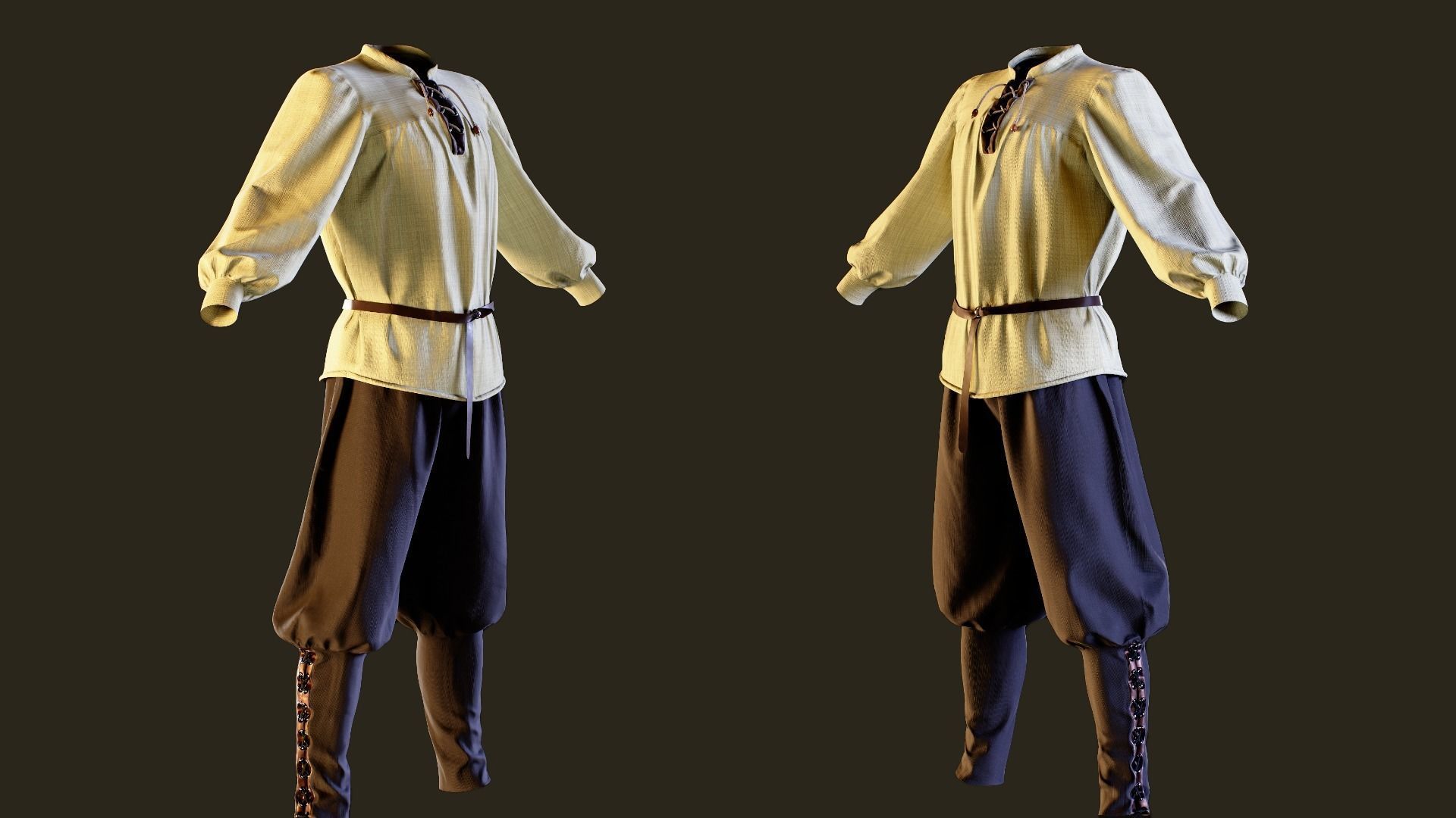 Medieval Outfit   low poly   PBR Textures   MD Clo3d zprj Low-poly 3D model_3