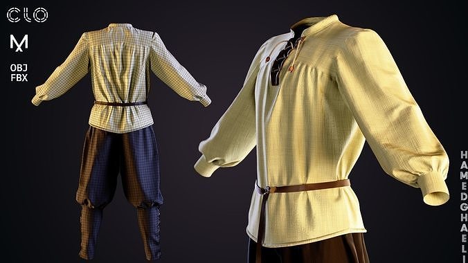 Medieval Outfit   low poly   PBR Textures   MD Clo3d zprj Low-poly 3D model
