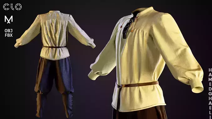 Medieval Outfit   low poly   PBR Textures   MD Clo3d zprj Low-poly 3D model