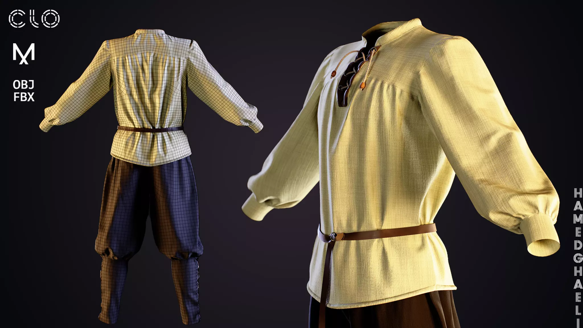 Medieval Outfit   low poly   PBR Textures   MD Clo3d zprj Low-poly 3D model_0