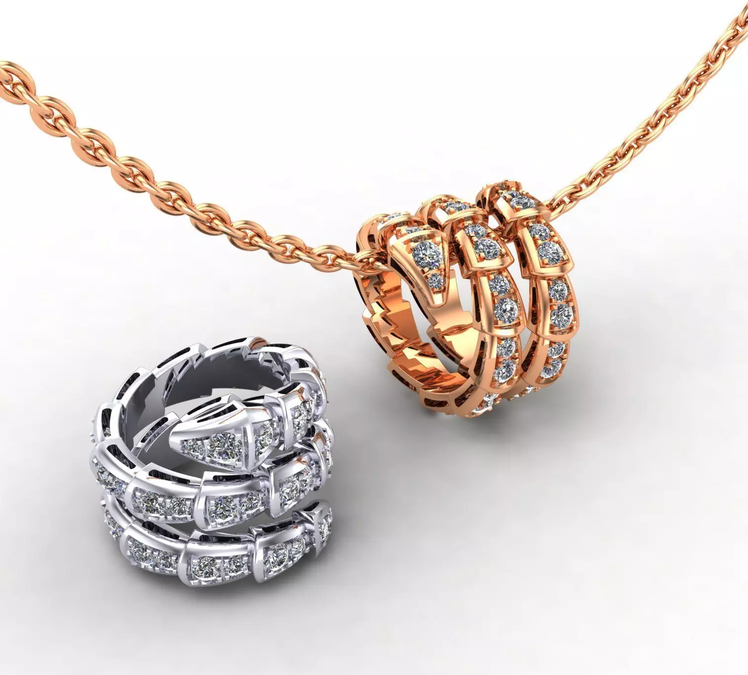 Snake viper neckle diamond 3D print model_0